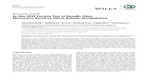 In Situ SEM Torsion Test of Metallic Glass Microwires Based 